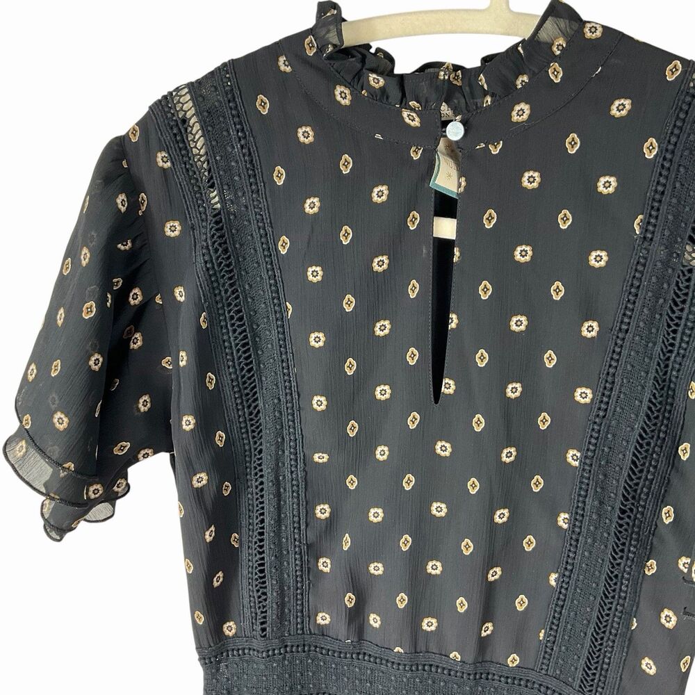 Scotch & Soda Mille Nuits Black Midi Dress Boho Western Prairie Ruffle - Picture 4 of 10